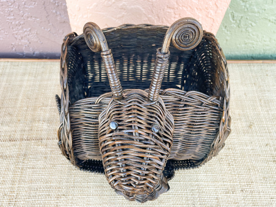 Pair of Wicker Snail Cachepots
