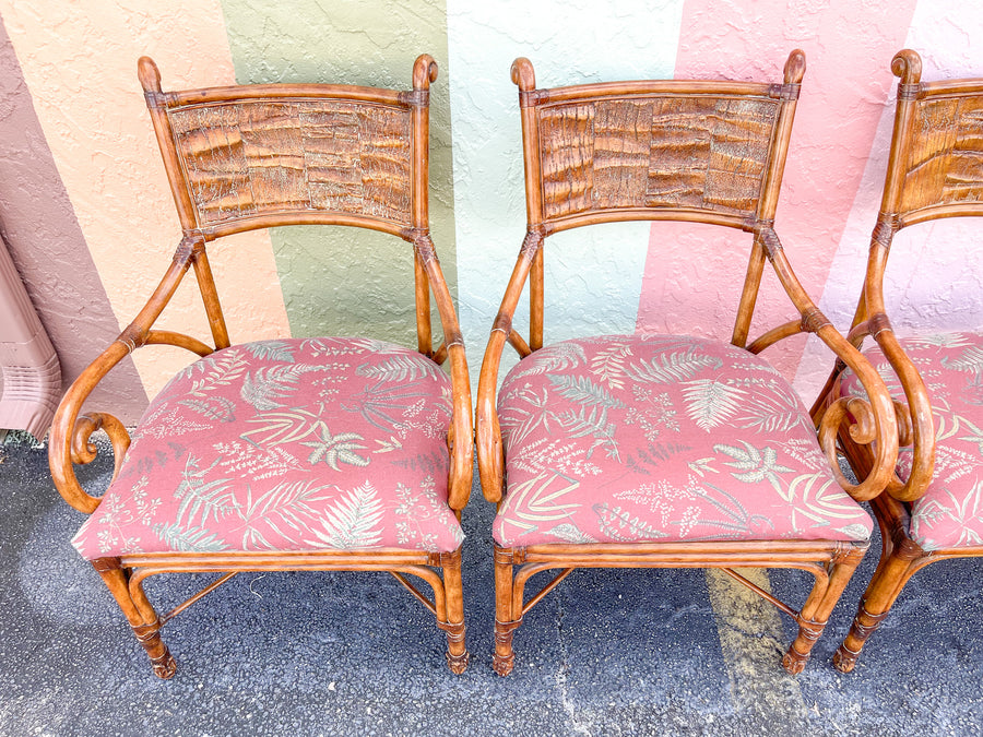 Set of Six Rattan Alligator Dining Chairs