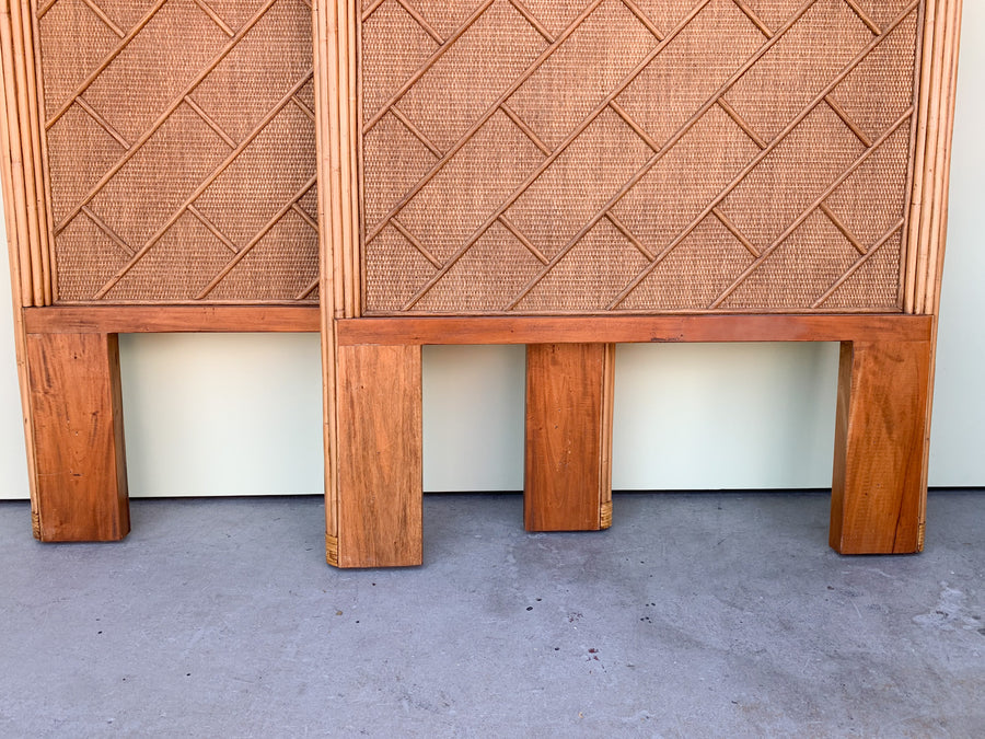 Pair of Rattan Chippendale Twin Headboards