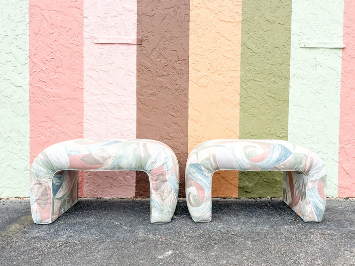 Pair of 80s Chic Waterfall Ottomans