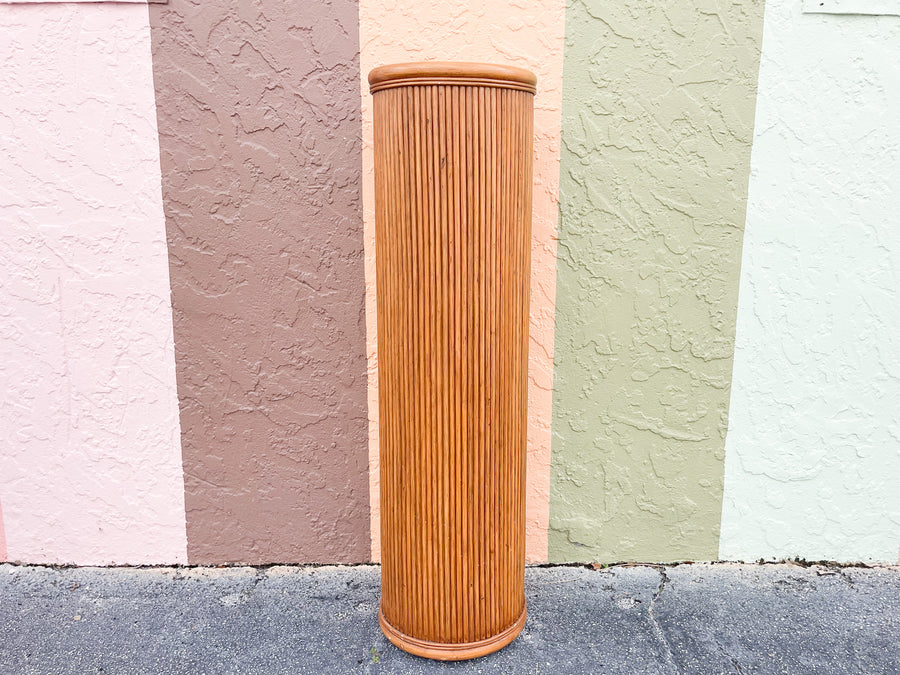 Pair of Pencil Reed Rattan Pedestals