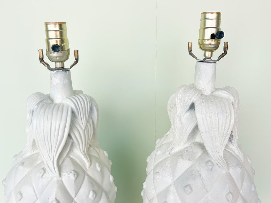 Pair of Plaster Pineapple Lamps
