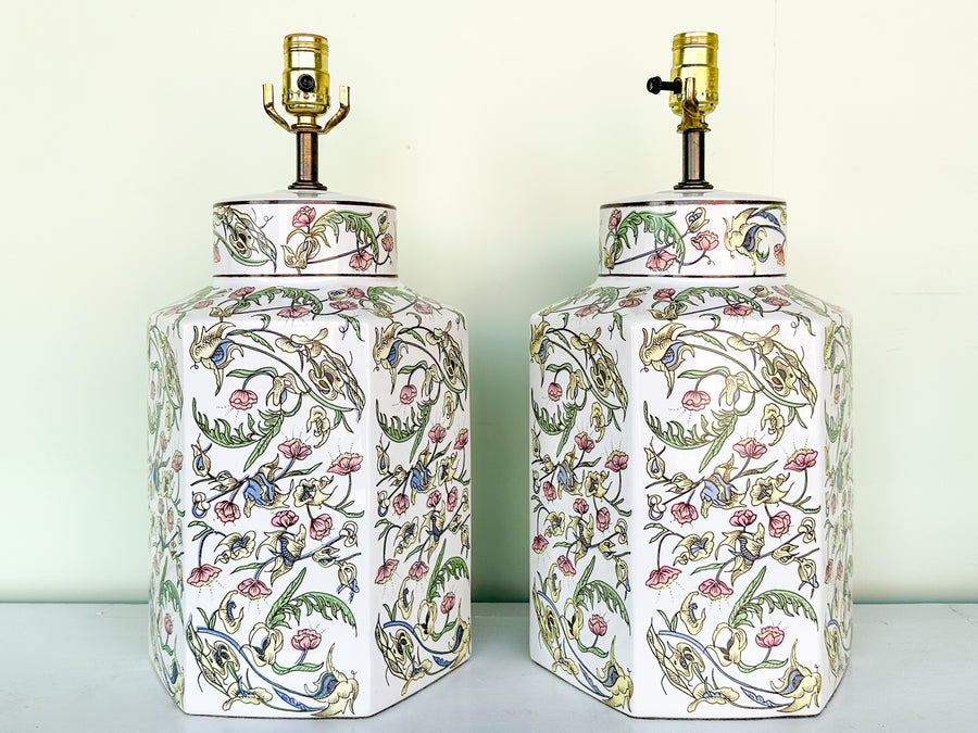 Pair of Springtime Ginger Jar Lamps