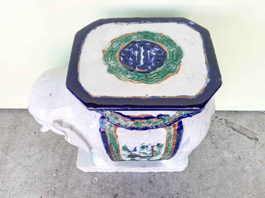 Pair of Terracotta Glazed Elephant Garden Seat