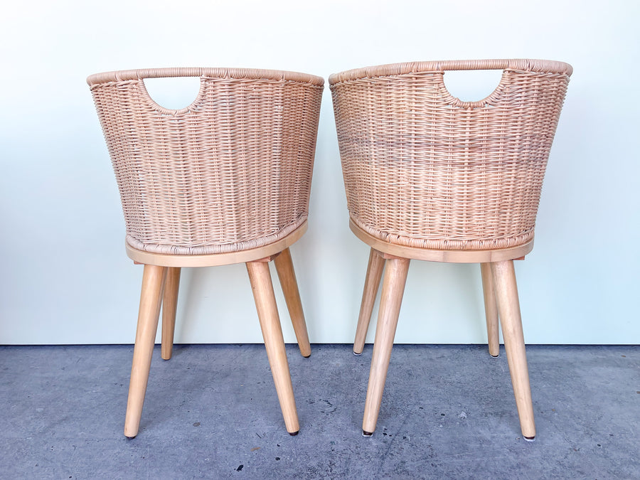 Pair of Modern Rattan Barrel Chairs
