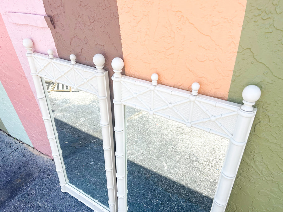Pair of Palm Beach Faux Bamboo Mirrors