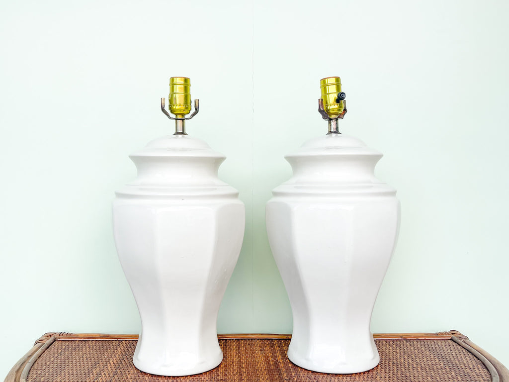 Pair of Cream Ginger Jar Lamps