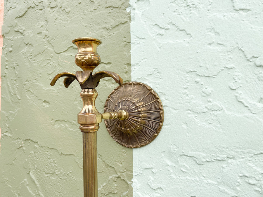 Pair of Brass Candle Wall Sconces