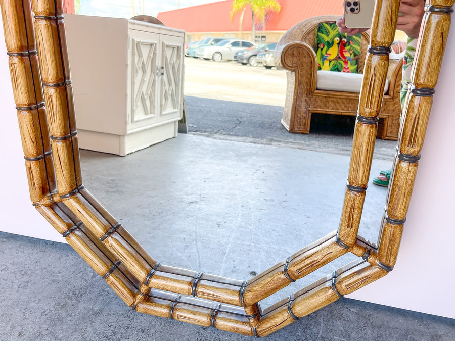 Faux Bamboo Octagon Mirror