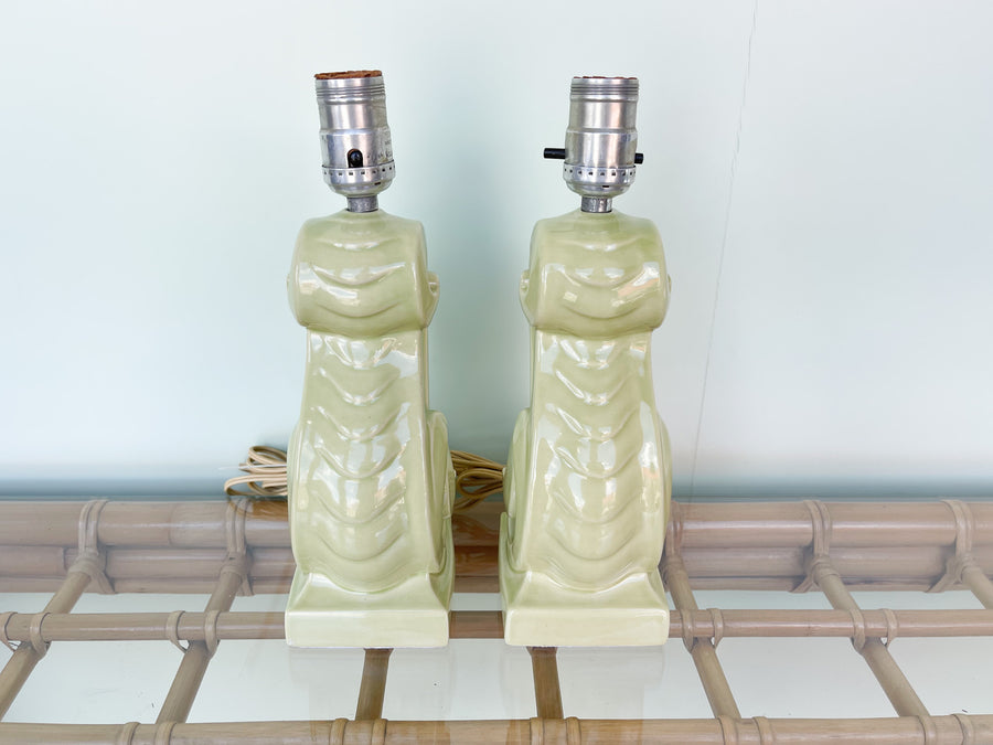 Pair of Petite Key Lime Art Deco Lamps
