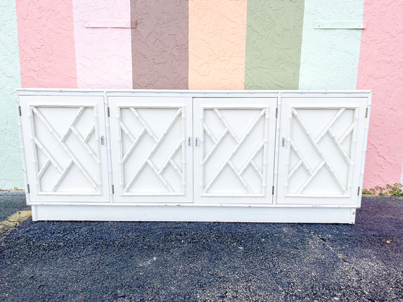 Faux Bamboo Chippendale Credenza