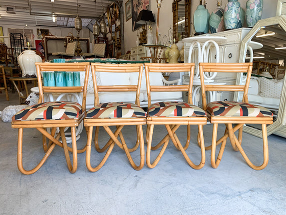 Set of Four Chic Rattan Chairs