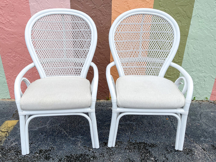 Pair of Balloon Back Rattan Chairs
