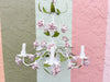 Porcelain Pink Rose Tole Chandelier