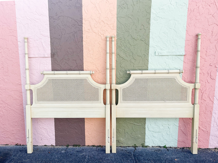 Pair of Faux Bamboo and Cane Twin Headboards