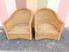 Pair of Braided Rattan Lounge Chairs