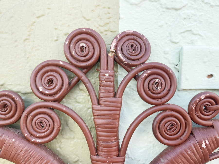 Pair of Fiddlehead Wicker Twin Headboards