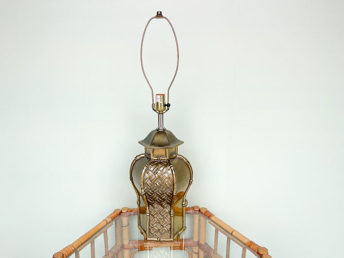 Faux Bamboo Brass Pagoda Lamp