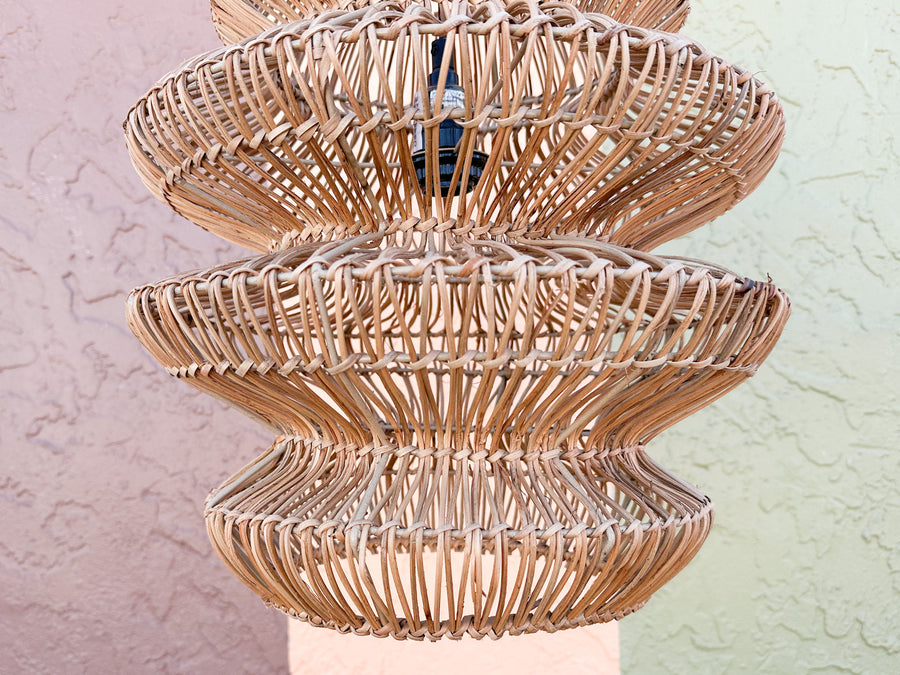 70s Chic Rattan Chandelier