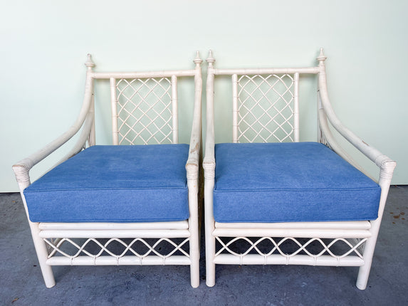 Pair of Ficks Reed Rattan Lounge Chairs