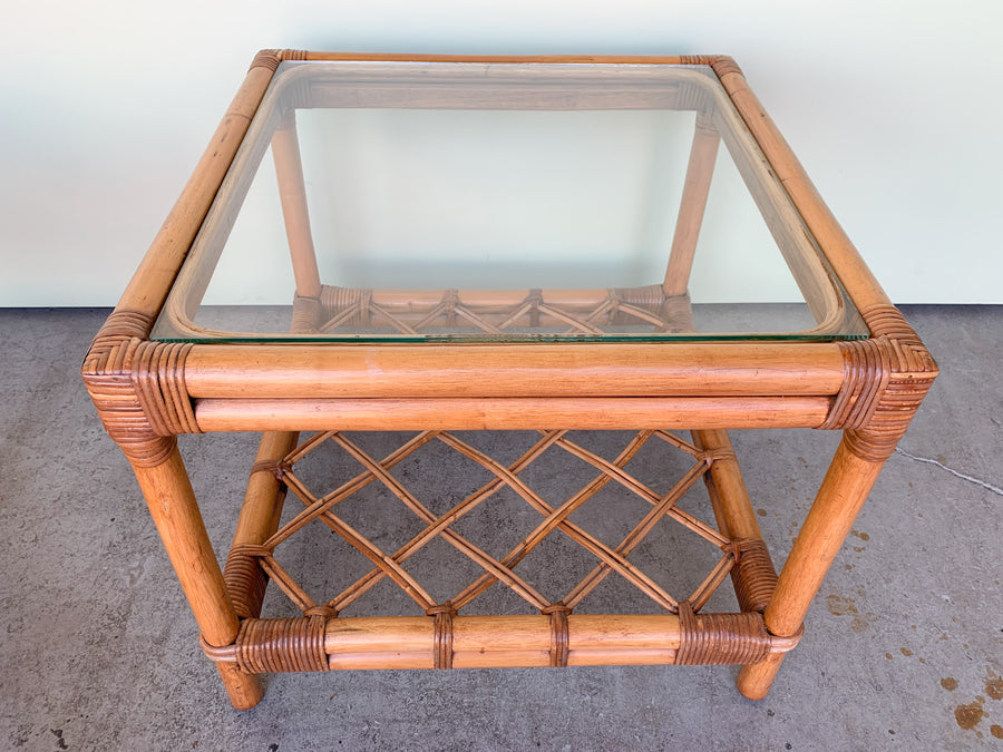Pair of Island Chic Ficks Reed End Tables