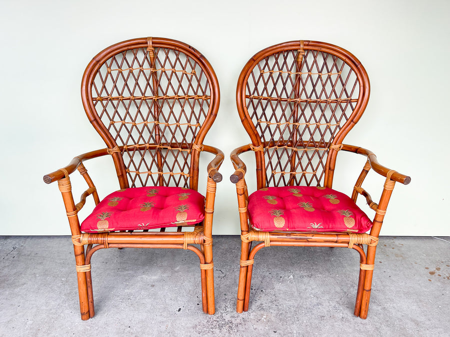 Pair of Rattan Balloon Back Chairs