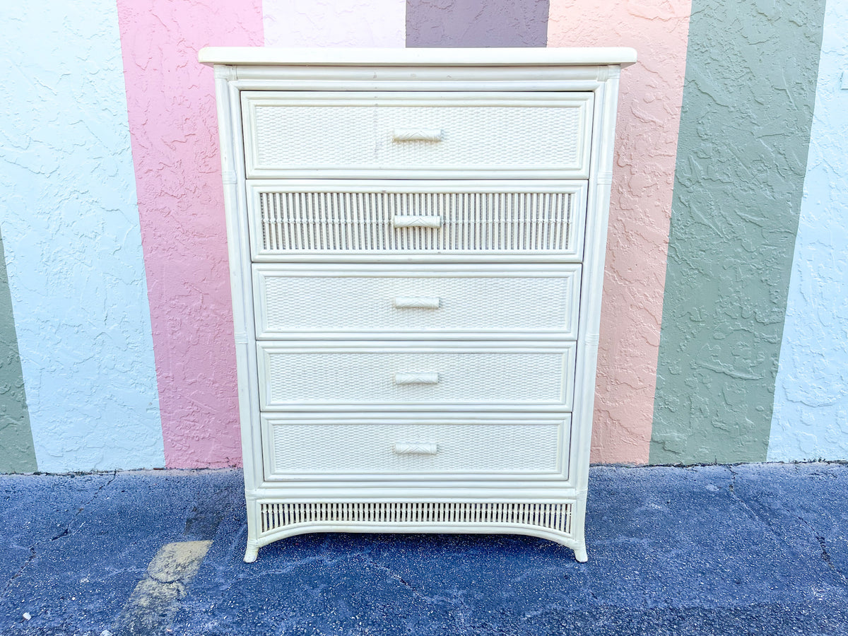 Rattan and Stick Wicker Tall Chest