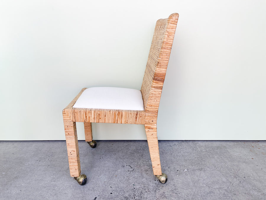 Pair of Rattan Side Chairs on Casters