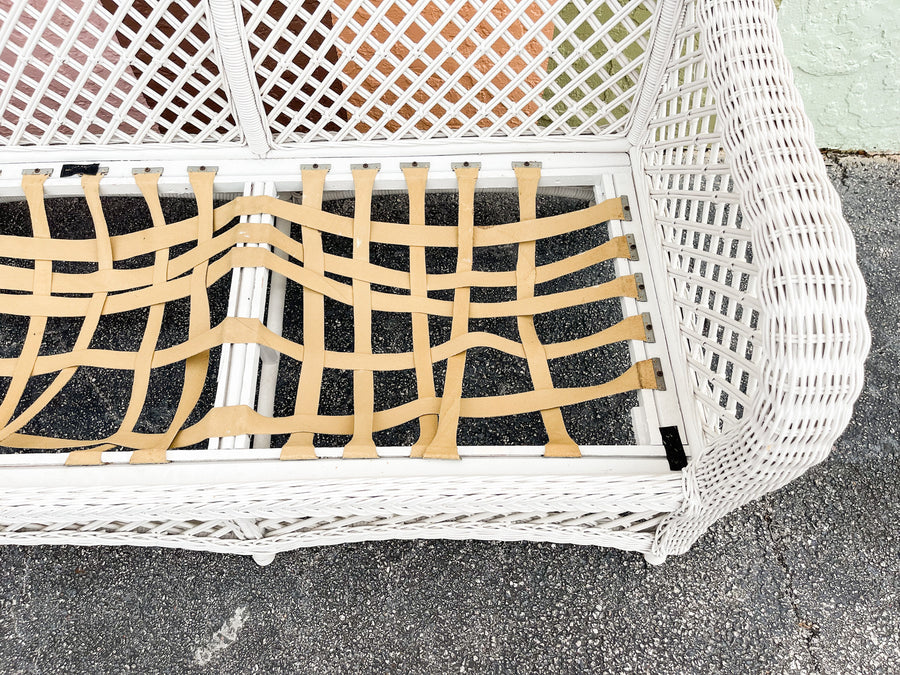 Palm Beach Braided Lattice Wicker Sofa