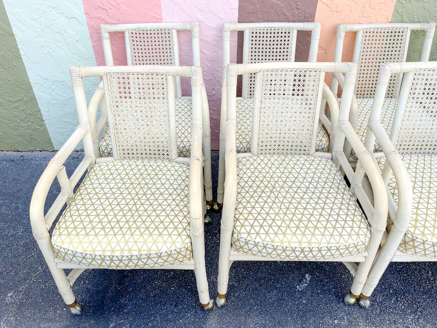 Pair of Ficks Reed Rattan and Cane Arm Chairs