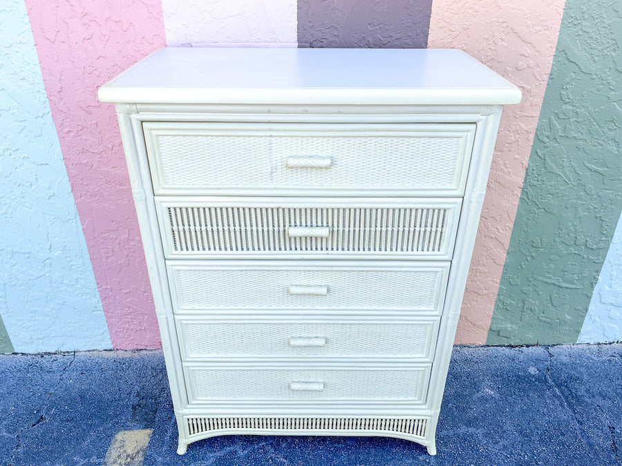 Rattan and Stick Wicker Tall Chest