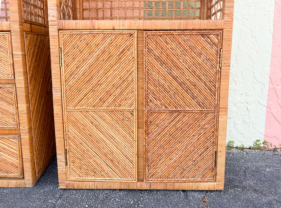 Pair of Coastal Chic Pencil Reed Etageres