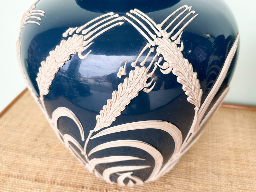 Pair of Sheaf of Wheat Navy Icing Lamps