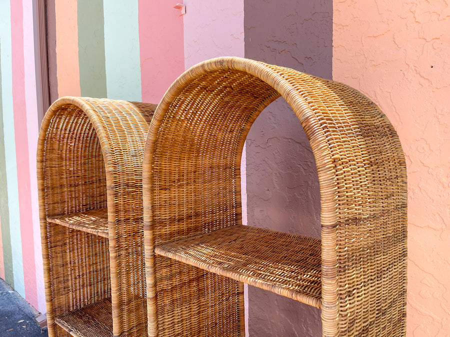 Pair of Island Style Wicker Etageres