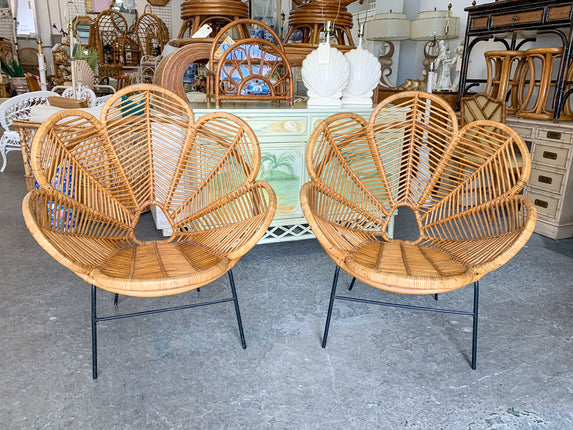 Pair of Rattan Flower Chairs