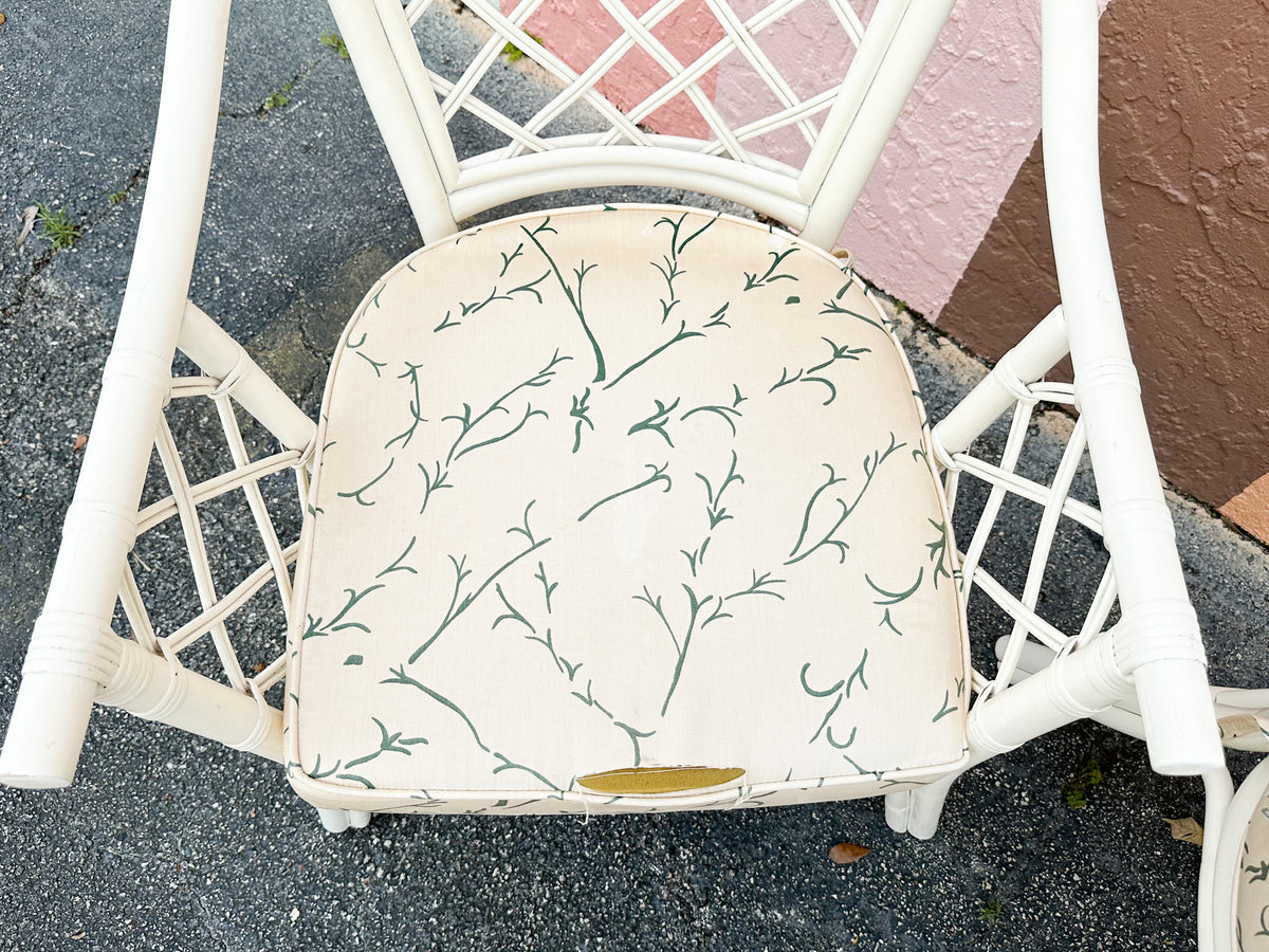 Pair of Rattan Lattice Love Chairs