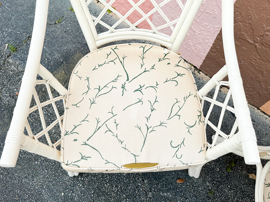 Pair of Rattan Lattice Love Chairs
