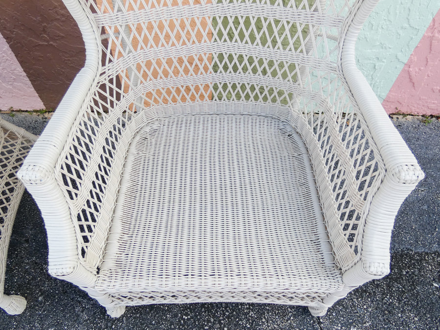 Pair of Island Chic Rattan Hooded Chairs