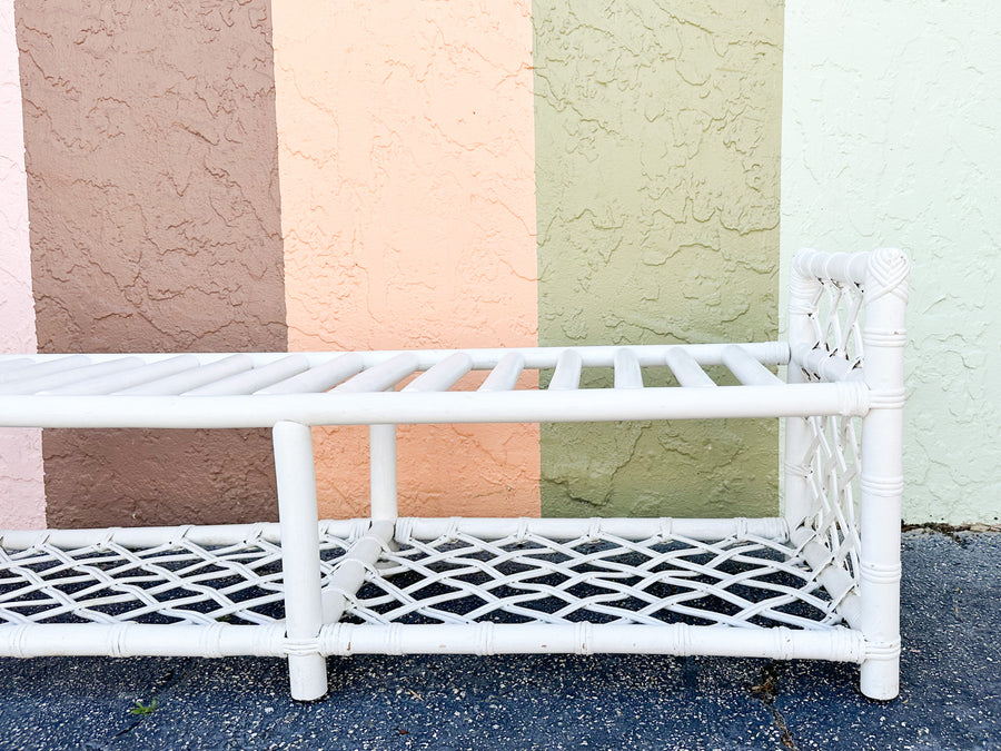 Palm Beach Chic Rattan Lattice Bench