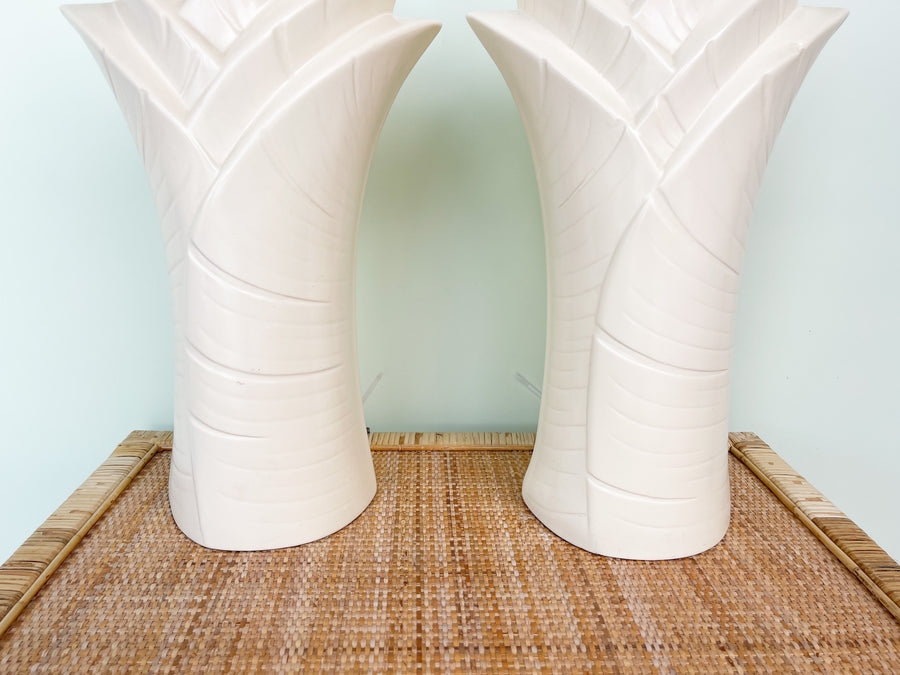 Pair of Cream Art Deco Lamps