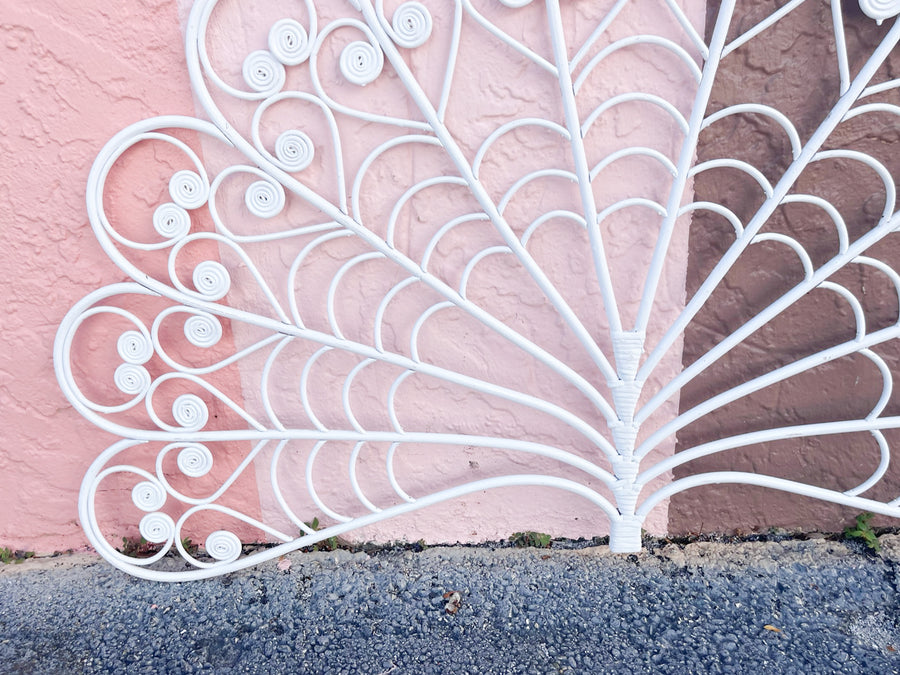 Pair of Fancy Fiddlehead Wicker Wall Fans