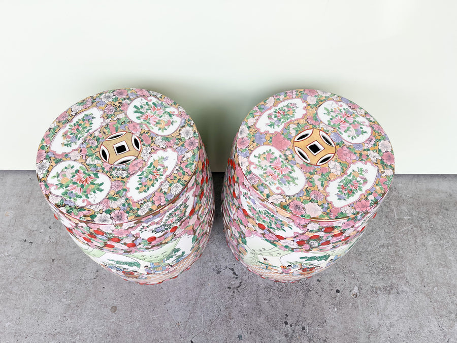Pair of Rose Medallion Style Garden Seats