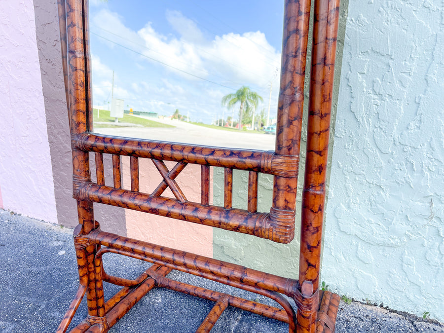 Tortoiseshell Rattan Full Length Mirror