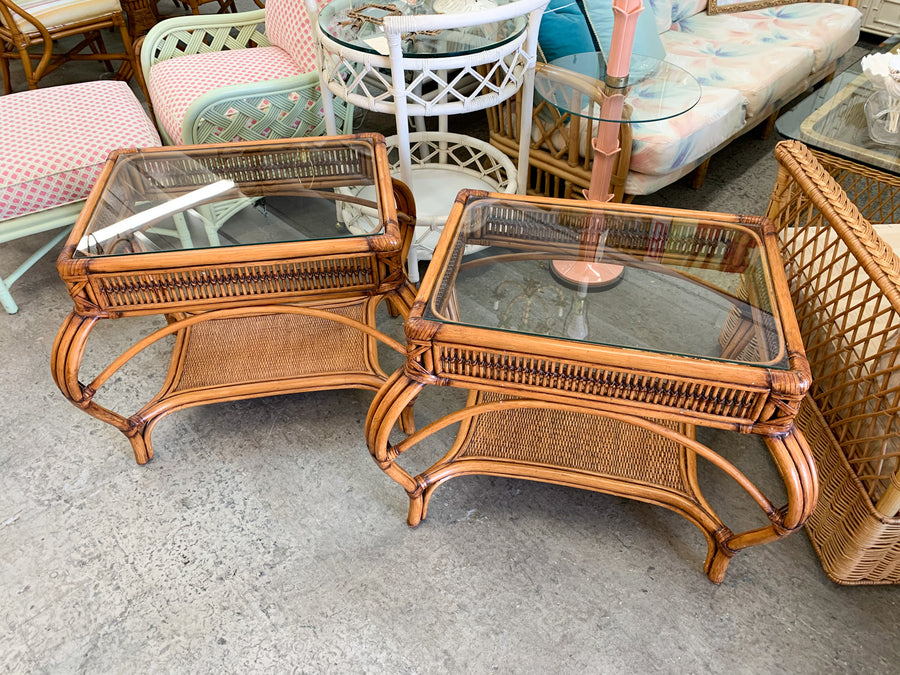 Pair of Rattan Side Tables
