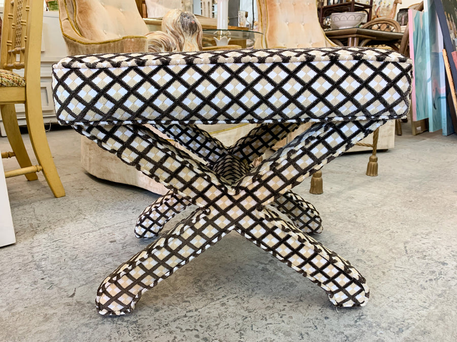 Pair of Upholstered X Benches