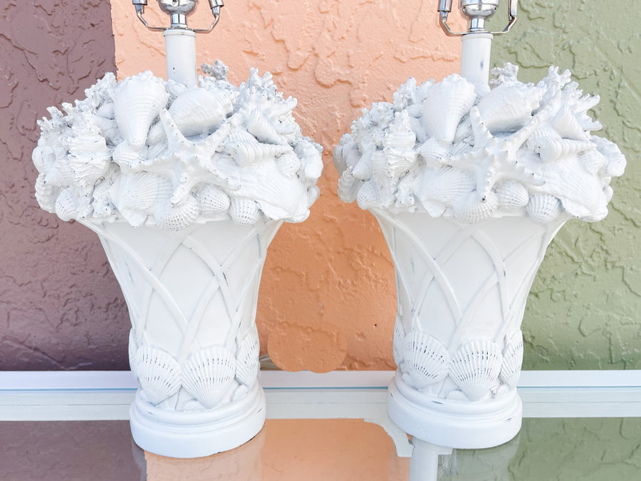 Pair of Coastal Chic Shell Lamps