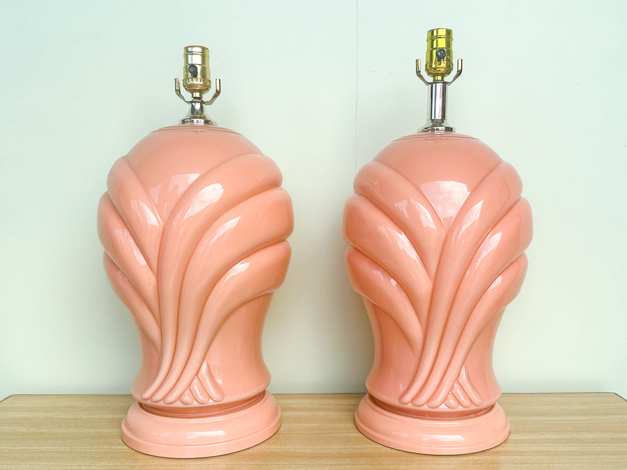 Pair of Pink Chic Glass Lamps
