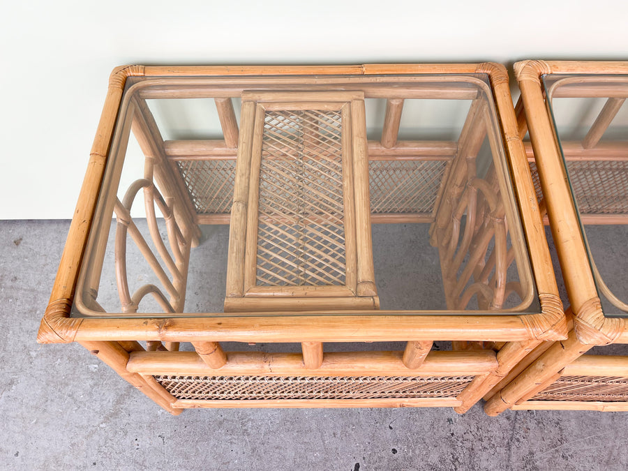 Pair of Island Style Rattan Side Tables