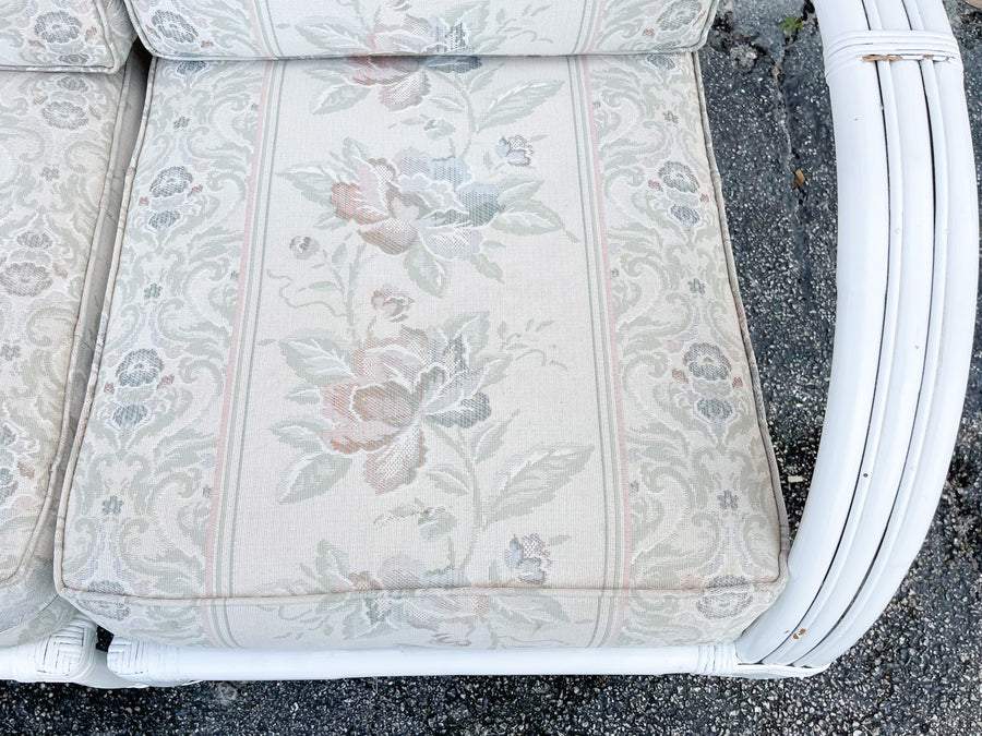 Granny Chic Painted Rattan Sofa
