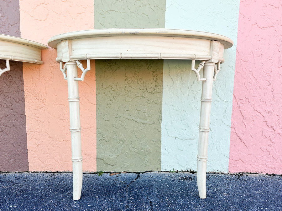 Pair of Faux Bamboo Demilunes